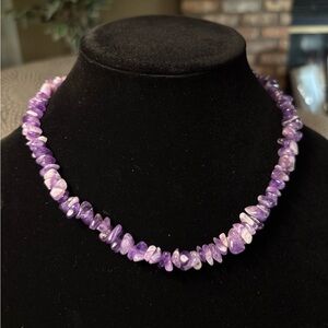 Vintage Amethyst Chip Necklace 19” Preowned